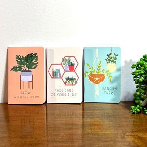 Small Notebooks Journal Set of 3 3.5 x 5 inches Narrow Lines Indoor Plants